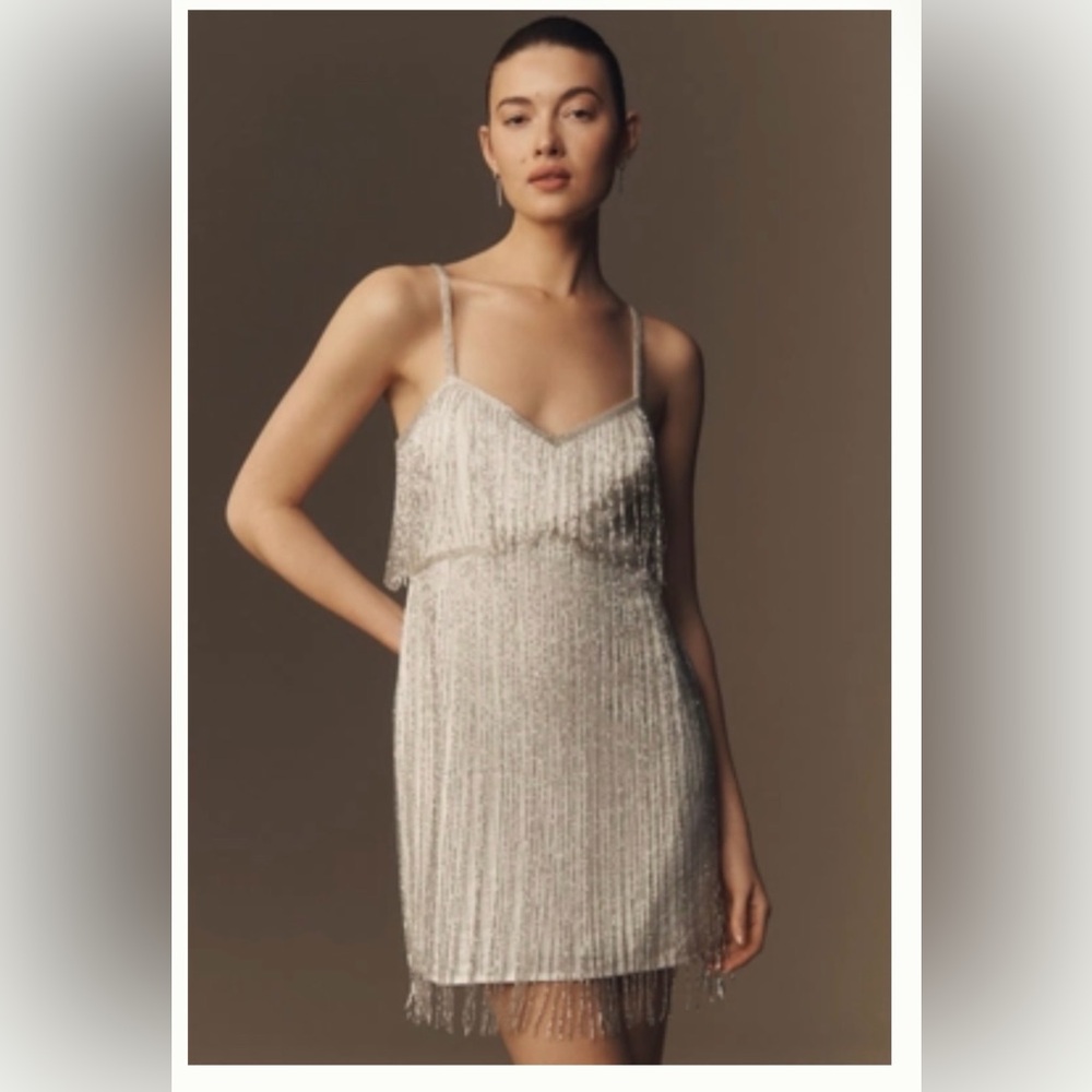 Elegant Silver Beaded Dress